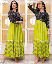 Stylish Rayon Printed Green women Kurtis
