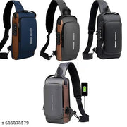 Anti Theft Sling Bag Multi Compartment Travel Water-Resistant Bag Shoulder Chest Bag with USB Coded Lock Outdoor Sports Phone Waist Bag Sling Bag for Men Women