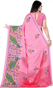Beautiful crepe saree with running blouse