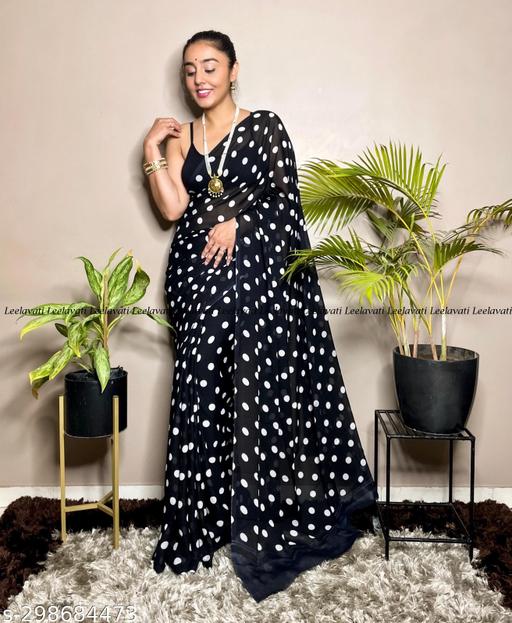 Leelavati  Pretty, Printed, Georgette Saree with Blouse Piece