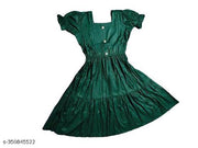 Women's "Rayon" Fashionable Flared "Stylish Kurti"  (Bottle Green)