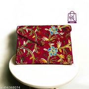 NAKASA Women's Kashmiri Handmade Flower Embroidery Small Pink Clutch Bag