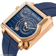 Dual Time Date Display Radium Dial  Magnetic Belt Analog Watch For Men_C31k