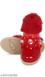 03 red tripple flower seap boots 76566ggghj