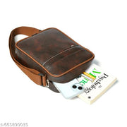 Men Sling Bag Brown | PU Leather Crossbody Side Bag | Stylish Messenger Bag for Men | Compact & Stylish Side Bag Travel Office and daily use