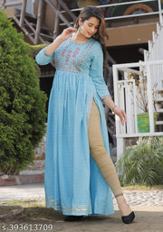 Women Nyra Cut kurti with embroidery