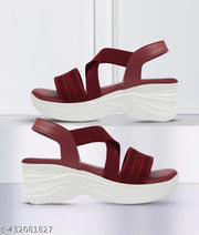 Trending maroon and white wedge sandals