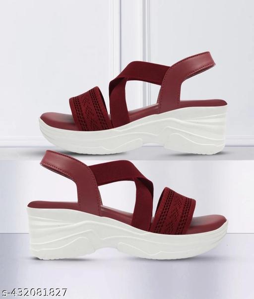 Trending maroon and white wedge sandals