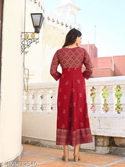 Women Printed Anarklai Kurti For Women & Girls