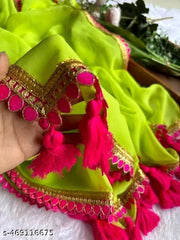 Sporting a classic solid pattern and a beautiful embroidered border,the Fashion Women’s Embroidered Bollywood Saree is a must-havein your ethnic wear collection.