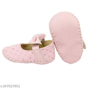 Neska Moda 6 To 12 Months Baby Girls Synthetic Leather Self design Sandal Booties (Pink)-BT1621
