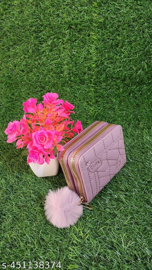 Small Double Chain Wallets with Credit Card Holder for Women and girls, Front Designs may very
