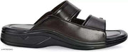 Kestro Men’s Black Comfort Sandals | Double Strap Casual Slippers | Soft Cushioned Daily Wear Footwear