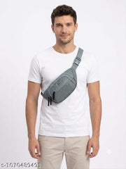 Multi-Compartment Grey Crossbody Fanny Pack for Outdoor, Travel & Sports