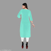 Straight Plain Casual Ethnic Plain A-Line American Crepe Fabric Light Weight Kurtis For Daily Use in Low Price