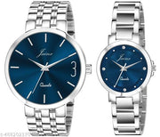 Jainx Blue Dial Steel Chain Analog Wrist Watch for Couple