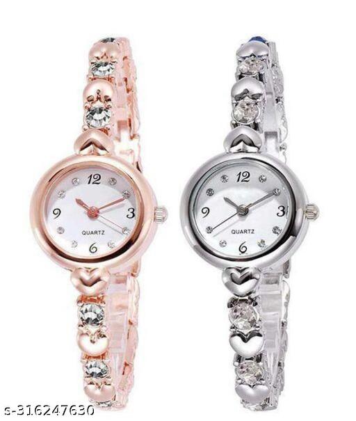 new fashionable white diamond chronograph design silver dial watch for womens Analog Watch - For Girls
