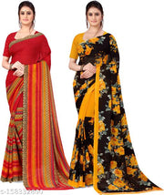 Royalstop Printed daily wear Georgette Saree with Blouse Piece