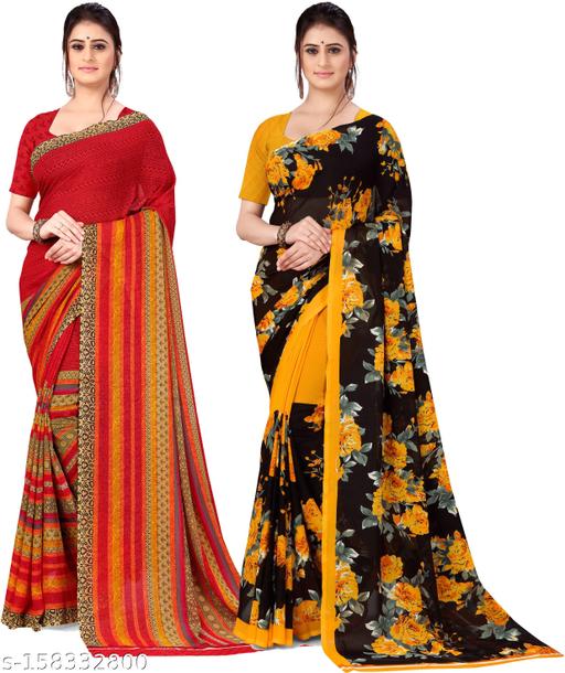 Royalstop Printed daily wear Georgette Saree with Blouse Piece