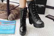 STRASSE PARIS Amazing Design Women's High Ankle Length Black Stylish, Fashionable & Trending Boots | Stylish Latest & Trendy Boots for Women