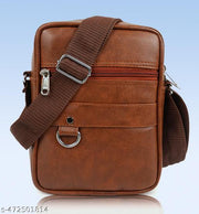 Faux Leather Unisex Sling Cross Body Travel Office Messenger Bag