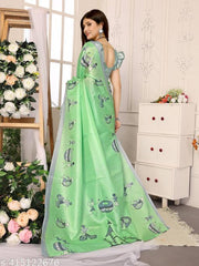 SSC Women's Printed Trendy Art Silk Saree with Blouse Material