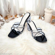 Women Fashion Sandal | Transparent Fancy Heels for Women | Bridal Sandals for Women | Ethnic Footwear for Women | Slip On Fancy Sandals for Women | Crystal Block High Heel Sandal