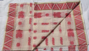 Raj Saree House Women's Bengali Pure Cotton Handloom Saree I Tant Saree I Bengali Saree  Daily  wear Tant   ( Off-White  with RED  // Without Blouse)