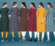 Women Printed Crepe Kurti (Combo Of 5)