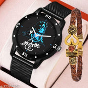 Mahadev watch with om bracelet mahadev dial watch for boys & men (combo )
