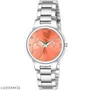 Yolako Rose Gold Heart Dial Metal silver Belt Girls Watch