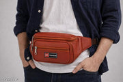 Latest Men Women Leather Waist Pack Travel Bags For Money| Belt| Cards |Mobile| Documents| Kit| Books and Bills Dairy Pouch Cross Side Bag For Men Women .With Belt Stylish Small Luggage Accessories Bag I Waist Bags I Fanny pack.