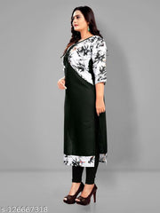 Jacket Style Digital Printed Cotton Kurtis