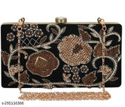 Fashionable Embroidered Modern Women Black Clutches