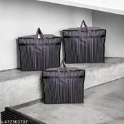 Multipurpose medium size Heavy Duty Toy Clothes Files Picnic Shopping Storage Organizer Grocery Vegetable Canvas Bag with Strong Handles and Strong Base with Storage Covers Zip (Black -Pack of 3)