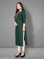 Women's Embroidered Yoke Design Plus Size Rayon Kurtis