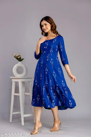 Trending Beautiful  Women Printed Blue Anarkali Kurtis/ Woemen Kurtis | Womens/Girls Printed Anarkali Kurta