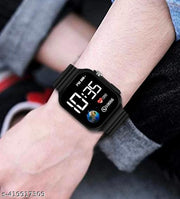 Trendy Black Colour Designer Strap Digital Watch for Unisex Kids Boys n Girls