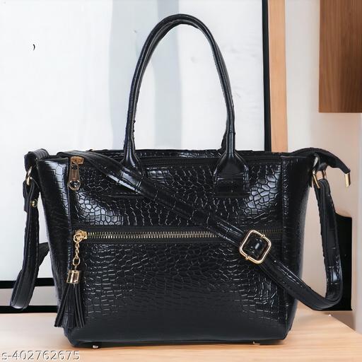 WOB worldofBags-Explore the latest Black handbag designs, blending elegance and functionality in premium leather, Resin and PU, perfect for enhancing your fashion statement (Medium Size).