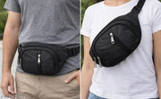 Flikker: Stylish Unisex Polyester Kawar Yatra Waist Bag | Water-Resistant Crossbody Chest Bag Trendy Side Bag  for Boys Belt Bag Girls Unisex Crossbody Wallet Purse Small Wallet Pouch Fanny Pack Swag Bag for Man Hip Bag (Black, Pack of: 1)