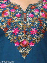 Timorous Fashion  Women Embroidered, Embellished Viscose Rayon Straight Kurtis For Women's And Girl's
