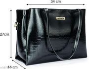 Women’s Croco Textured Tote Handbag | Multi Compartment Shoulder Bag | Stylish Office & Casual Bag