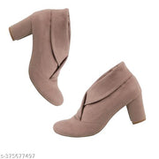 O&E Collar Style Block Heel Summer Boots for Women - Tan and Brown Corporate Casuals - All Season Formal Footwear