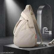 Premium Beige Unisex Sling Bag | Waterproof Lightweight Crossbody Travel Chest Bag with Breathable Mesh Back