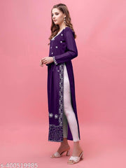 Shree Ramkrishna Fab Embroidered A-Line Georgette Kurta
