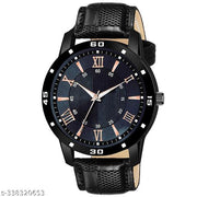 Black Analog Watch - For Men And Boy Black leather Designer Watch Designer Lather Strap Stylish Sport Look Boys watch for men Analog Watch - For Men