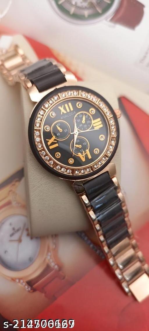 Super And Diamond  New Metal Analog Watch For women&Girls