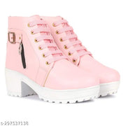 Krishan Enterprises Women's Boots | Synthetic Leather,Stylish, Trendy, Comfortable, Zipper & Lace Up Boots for Women's & Girls Casual, Outdoor and Holiday Outings