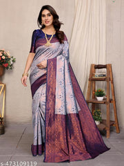 Pure Soft Silk Lightweight Banarasi ( Blue ) Wedding Bridal Wear Designer Ethnic Saree Available At Low Prices