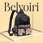 New Classic Nylon Elephant Print Multi Pocket Edition Backpack for Women/Girls- College Travel Casual Use